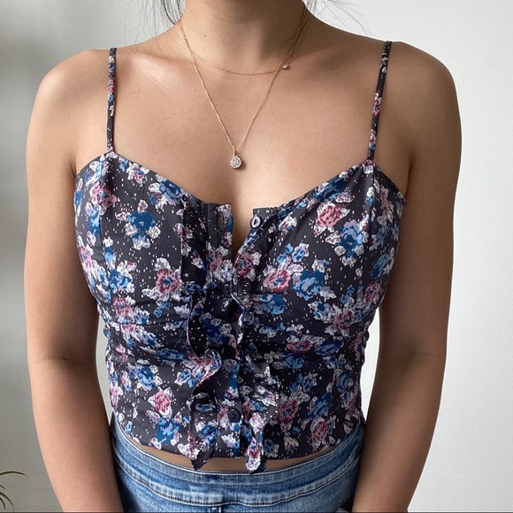 Floral Button-up Corset-style Tank Top - Picture 3 of 7